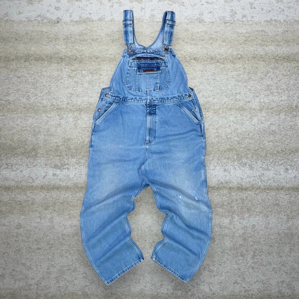 Vintage Y2K Five Brothers Overalls 40x32 Baggy Fit Light Wash Denim